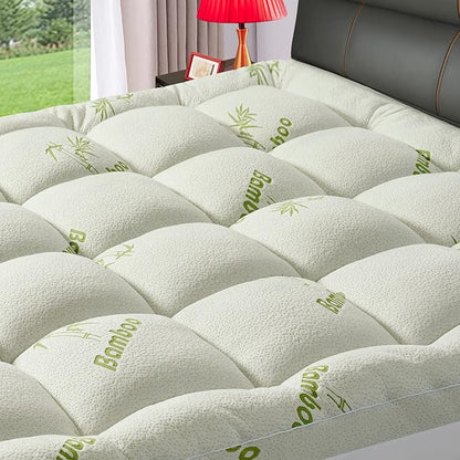 Premium Viscose Made from Bamboo Twin XL Size Mattress Topper for Back Pain, 1200 GSM Quilted Fitted Extra Thick Mattress Pad,Pillow Top Mattress Cover with Deep Pocket Up to 21 Inches（39 * 80inch）