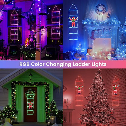 Toodour Christmas Decorations Lights, 3.3ft Smart RGB Christmas Decorative Lights with Santa Claus, Bluetooth & App Controlled Ladder Light - Music Sync Color Changing Xmas Light for Indoor Outdoor