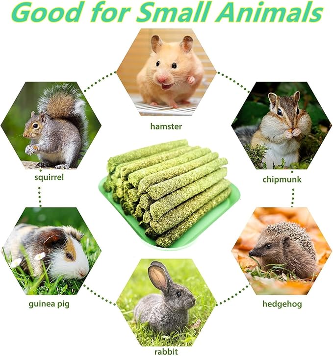 Rabbit Toys,Timothy Hay Stick for Guinea Pig Toy Bunny Chew Toys for Teeth Grinding Hamster Alfalfa Bite Treat Rabbit Molar Food Snack for Pet Rat Chinchilla Squirrel Gerbil-58PCS-Mewly Pet