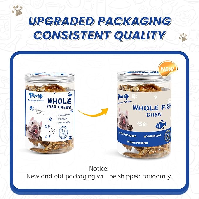 Whole Fish Treats for Dogs Cats, Air Dried -100% Wild-Caught Fish Treat, Only Two Ingredient, High in Protein and Omega-3, 8oz-Mewly Pet