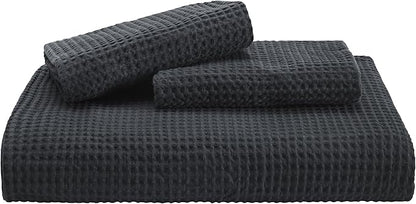 Bedsure Cotton Duvet Cover Set - 100% Cotton Waffle Weave Charcoal Duvet Cover California King Size, GentleSoft™ and Breathable Cal King Bedding Set for All Season, 3 Pieces, 104"x98"