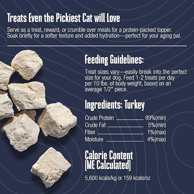 Whole Life Cat Just One Turkey Freeze Dried Cat Treats - Human Grade High Protein Food, Healthy Training Snacks, Freeze Dried Turkey Food Toppers, USA Made Natural Treats - 8 oz (Pack of 1)-Mewly Pet