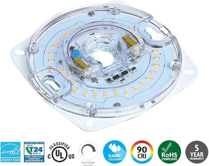 4" PCB Size 4000K Dimmable LED Light Engine 5.39" Overall Size, 17W 1200LM 120V CRI90, Retrofit Light Kit for Ceiling Fan, Pendant, Lantern Garden，Ceiling Flush， UL/ES/JA8