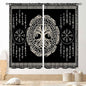 Viking Curtains, Nordic Tree of Life Celtic Rune Scandinavian Gothic Norse Mythology Aesthetic Retro Drapery for Bedroom Living Room Bathroom Window 2 Panel Set, 55"x63" Inch