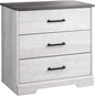Prepac Rustic Ridge Farmhouse 3-Drawer Nightstand, Chest of Drawers for Bedroom, Wooden Bedroom Dresser with 3 Storage Drawers, 16.25in x 27.5in x 26.75in, Washed White