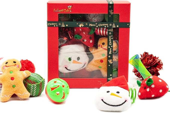 Fashion's Talk Holiday Festive Red Variety Pack Gift Box Cat Toy with Catnip, Box 20 Count-Mewly Pet