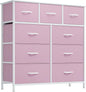 YITAHOME Dresser for Bedroom with 9 Drawers, Closet Dresser & Chest of Drawers for Living Room, Closets - Sturdy Steel Frame, Wooden Top & Easy Pull Fabric Bins