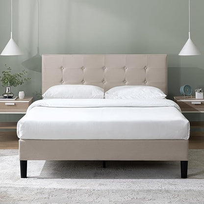 ZINUS Ibidun Upholstered Platform Bed Frame, Mattress Foundation, Wood Slat Support, No Box Spring Needed, Eco Friendly WonderBox (TM), Easy Assembly, Soft Beige, King