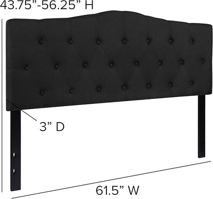 Flash Furniture Cambridge Tufted Upholstered Queen Size Headboard in Black Fabric