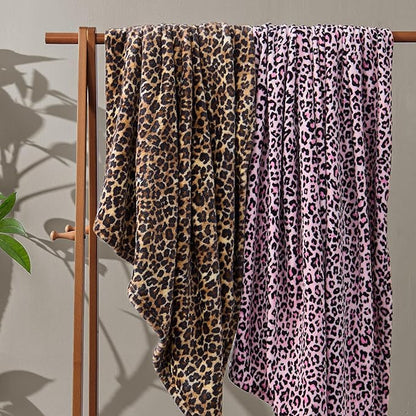 BEDELITE Leopard Print Throw Blanket – Soft Cheetah Blanket for Bed & Couch, Cozy Lightweight Fleece Animal Print Throw, 50"x 60", Brown