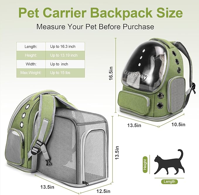Expandable Cat Backpack,Cat Bubble Backpack Carrier for Carrying Cats, Pets and Small Dogs,Airline-Approved,Designed for Travel, Hiking, Walking,Car-Mewly Pet