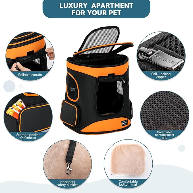 Petsfit Dog Backpack Carrier with Upgrade Waist Cushion Design to Better Fit The Waist, Suitable for Small and Medium Dogs Cats, and Rabbits up to 18 Pounds-Mewly Pet