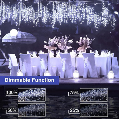Brightown Icicle Lights Outdoor, 40Ft White Christmas Lights with 81 Drops and 432 LED Icicle Drops, Remote and Timer Controlled, Perfect for House Eaves and Wedding Decor, Pure White