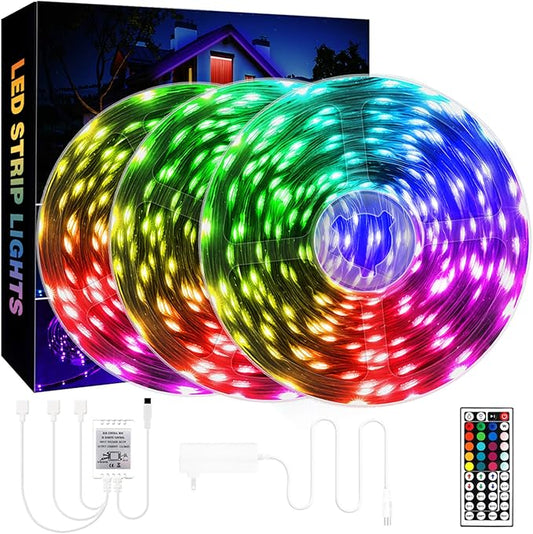 QZYL 75ft LED Lights for Bedroom, RGB LED Strip Lights for Living Room, Party Decor with Dimmable Lighting, Bright Adjustable Colors, and 8 Lighting Modes, Adhesive Backing