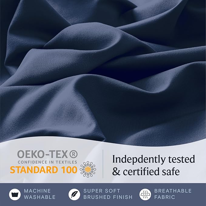 LuxClub Twin Sheets - Soft Kids Bed for Boys and Girls, 3 PC Deep Pockets Wrinkle Free Fitted Machine Washable Hotel Bedding Silky Soft- Navy