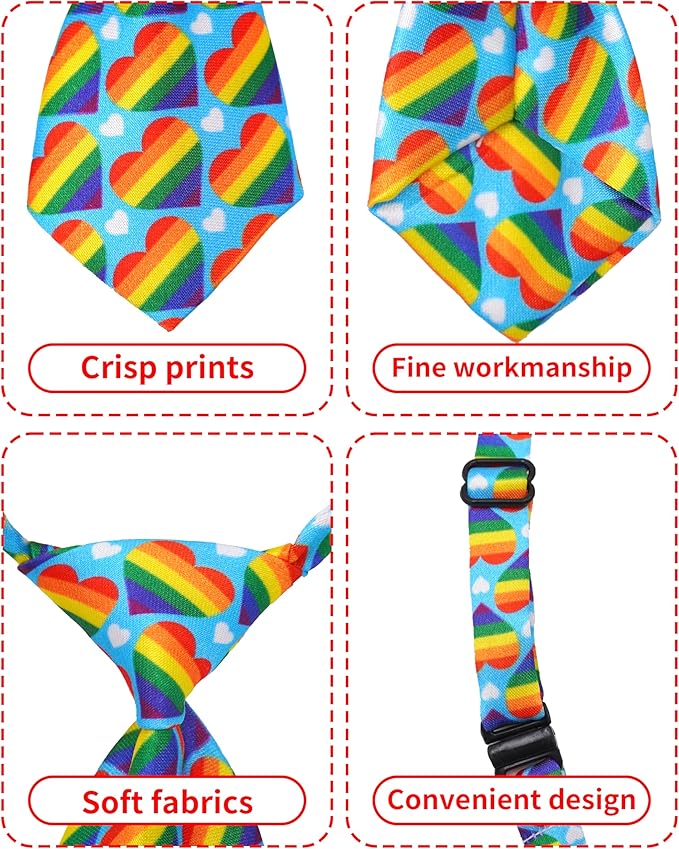 PET SHOW 10 Pack Pride Month Big Dog Ties Neckties for Large Breed Dogs XL Rainbow Neck Ties Bowties Girl Boy Pets LGBT Costumes Dog Adjustable Holiday Grooming Accessories Wedding Party Gift Favor-Mewly Pet