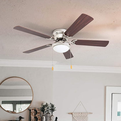 Portage Bay 50252 Hugger 52" Brushed Nickel West Hill Ceiling Fan with Bowl Light Kit