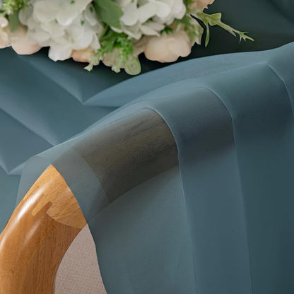 OWENIE Teal Sheer Curtains 84 inches Long 2 Panels Set, Light Filtering Rod Pocket Fimly Sheer Curtains with Soft Touch for Bedroom Living Room, Dusty Blue Farmhouse Curtains, Each 42Wx84L inch