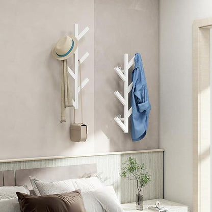 Vlush Wall Mounted Metal Coat Rack with 6 Hooks Modern Minimalist & Upright Coat Rack for Hanging Clothes, Hats, Hanging Bags and Scarves Entrance Wall Iron Coat Racks (White)