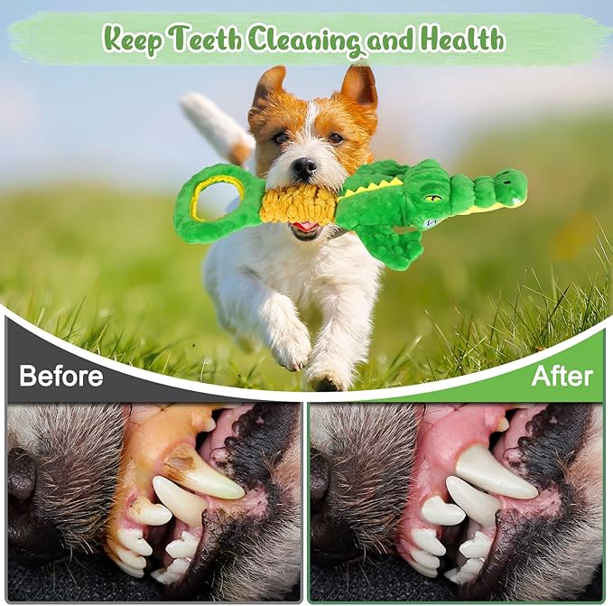 Large Dog Toys, Plush Squeaky Dog Toy with Crinkle Paper and Tug of War Handle, Interactive Puppy Toys for Small, Medium and Large Dogs-Mewly Pet