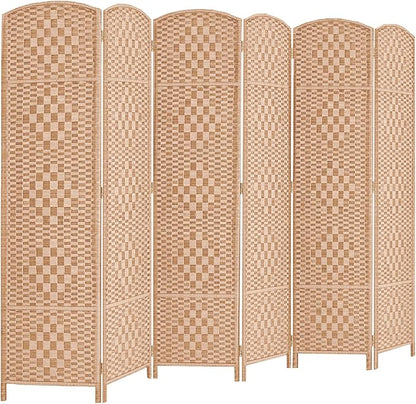 Rose Home Fashion 6 ft Tall Room Divider, Room Dividers and Folding Privacy Screens, 15.7in Privacy Screen 6 Panel Partition Temporary Wall Separation for Private, Natural