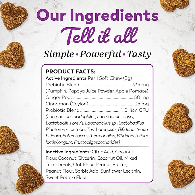 Dr. Harvey's Digestive Probiotic Soft Chews for Dogs, 7 Probiotics for Gut Health, Diarrhea and Bowel Support, Peanut Butter Flavor (90 Chews)-Mewly Pet