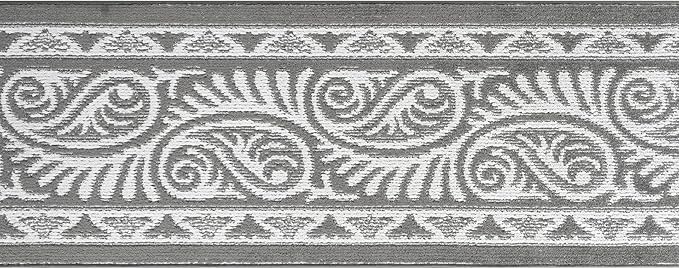 Custom Length Cut to Size Tribal Ethnic Southwestern Inspired Hallway Runner Rug, Non Slip Rubber Backed, 31 inch Wide X Customized Length, Mayan Grey, 31 inch X 20 feet