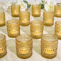 24 Pcs Votive Candle Holders, Golden Glass Candle Holder Bulk for Table Centerpiece, Tea Lights Candle Holders for Wedding Shower, Party and Home Decor
