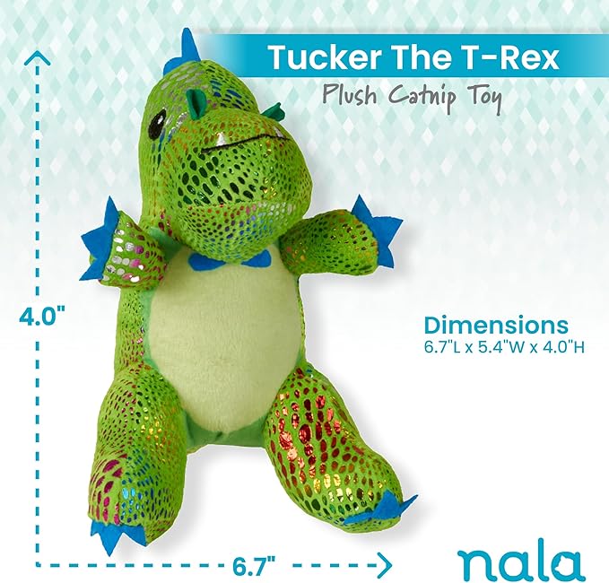 Caitec Presents Nala Cat Tucker The T-Rex Dino - Catnip Toy - Interactive Cat Toy - Chew Toy - Pillow Toy, 2 Pack-Mewly Pet