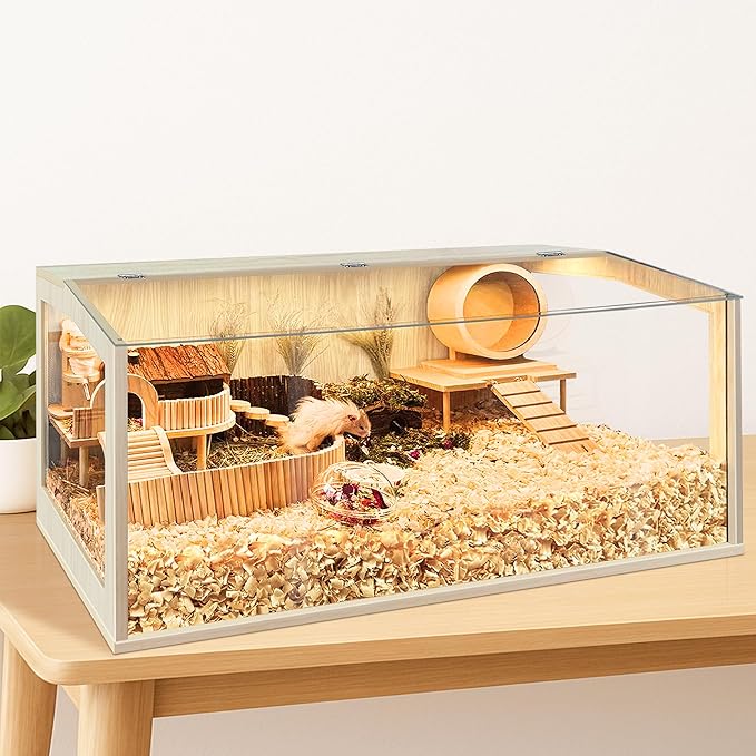 Prolee Hamster Cage Chew Proof, Guinea Pig Cages, Mice and Rat Habitat Openable Top, Hamster Habitat Solid Built-Mewly Pet
