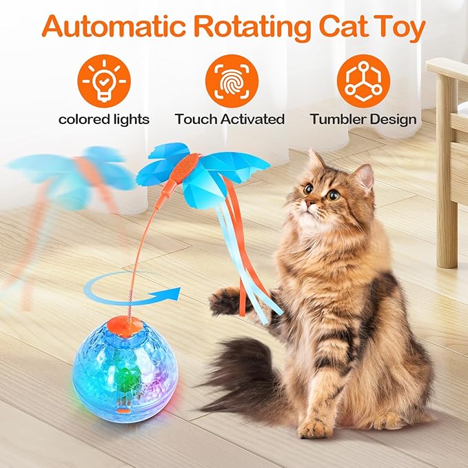 Migipaws Cat Toys, Interactive Cat Toy for Indoor Cats,Upgraded Moving Shadow of Butterfly Feather Project on Cat Tunnel, Cardboard Box Toys, Rechargeable 2.0-Mewly Pet