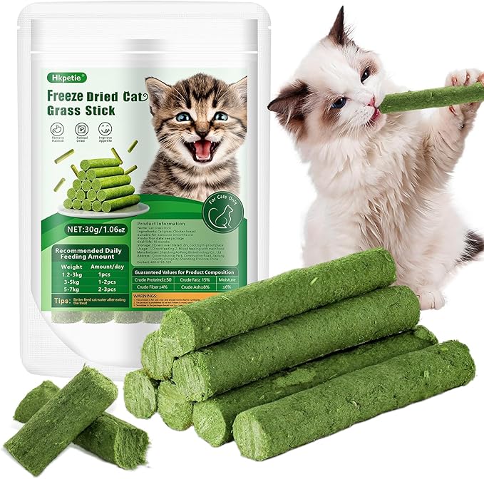 30g Cat Grass Sticks, Delicious Cat Grass Teething Stick Edible Cats Chew Toy Cat Treats Snack for Teeth Cleaning and Hairball Removal-Mewly Pet