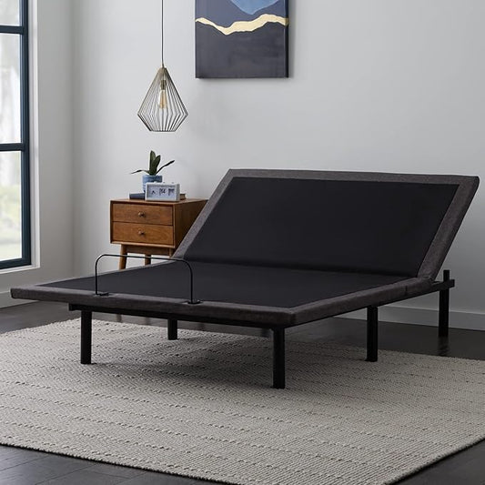 Lucid L600 Adjustable Bed Base Frame - Queen Size - Zero Gravity - Bluetooth - Companion App - Head and Foot Incline - Interactive Dual Massage - Under Bed Lighting - Wireless Remote - Dual USB Ports