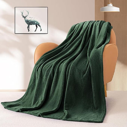 BEAUTEX Fleece Throw Blanket for Couch Sofa or Bed， Throw Size Soft Fuzzy Plush Blanket, Luxury Flannel Lap Blanket, Super Cozy and Comfy for All Seasons (Emerald Green, 50" x 60")