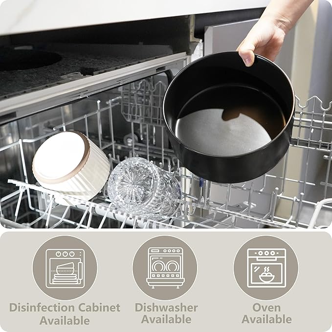 Ceramic Elevated Dog Bowls, Pet Food and Water Bowl Set for Large Dogs, 7.5 Cups Dog Bowls Raised with Wood Stand, 61OZ, Black-Mewly Pet