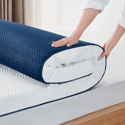LINSY LIVING 4 Inches Twin Memory Foam Mattress Topper, Cooling Gel-Infused Swirl Memory Foam, Soft Bed Topper with Tencel™ Cover, CertiPUR-US and Oeko-TEX Certified, 74" L * 38" W * 4" H