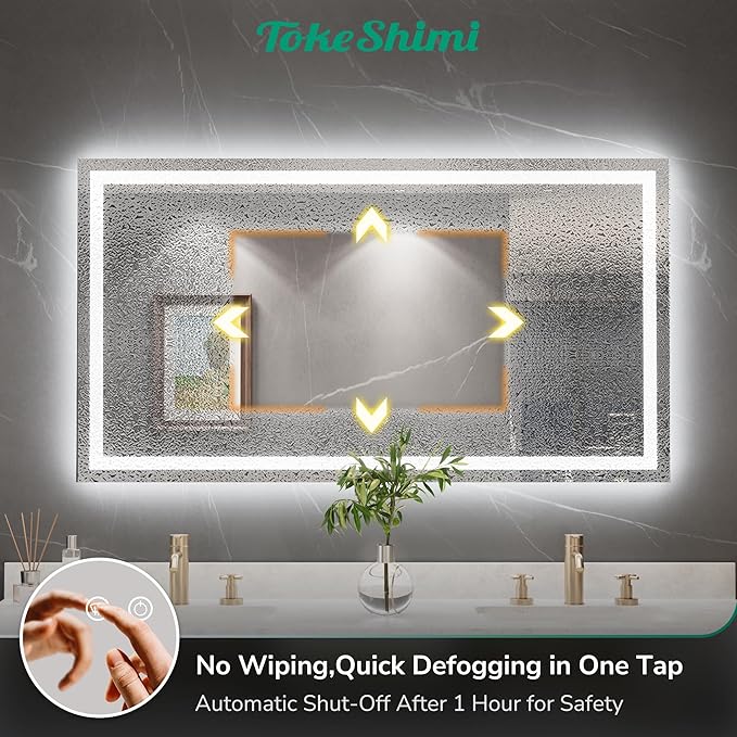 TokeShimi LED Bathroom Mirror 72 x 32 Lighted Bathroom Vanity Mirror with Lights,Brighter Frontlit and Backlit Light up Anti Fog Mirror