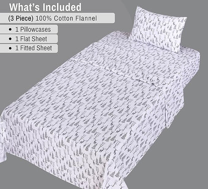 RUVANTI Flannel Sheets Twin Size - 100% Cotton Double Brushed Twin Sheets Set, Deep Pockets 16 Inches, All Seasons Breathable & Extra Soft Bed Sheets, Warm & Cozy, 3 Piece, Dry Winter