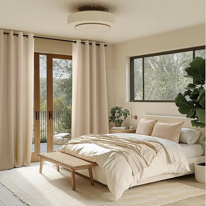 NICETOWN Biscotti Beige Light Blinds - Microfiber Grommet Thermal Insulated Shades for Kid's Room, Yard, Boys Room, Girls Room, Nursery - Lightweight, 1 Pair, W52 x L95