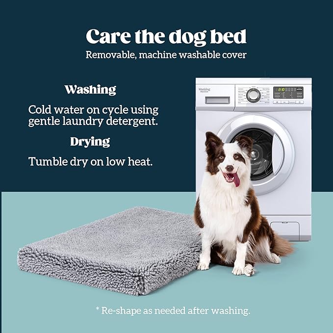 Stoutwool 4" Indestructible Dog Bed - Orthopedic Chew Proof Dog Crate Pad - Fluffy Kennel Mat for Aggressive Chewers - Ideal for Medium Breeds & Fits 30-Inch Crate - 29"x18", Charcoal-Mewly Pet