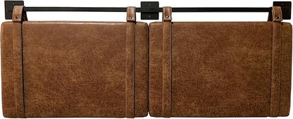 Nathan James Harlow Modern Wall Mount Hanging Headboard, King, Brown Faux Leather