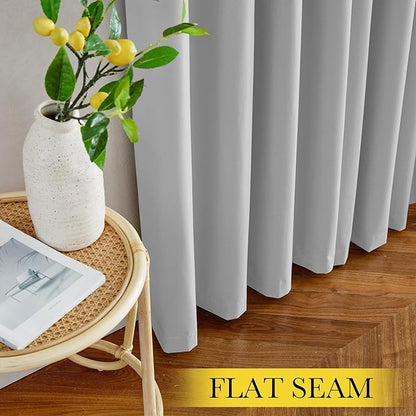 NICETOWN 100% Blackout Curtains 96 inches Long, Grommet Portable Blackout Travel Window Treatment Thermal Curtains Energy Saving for Bedroom/Home Theater, Off White W52 x L96, 2 Panels
