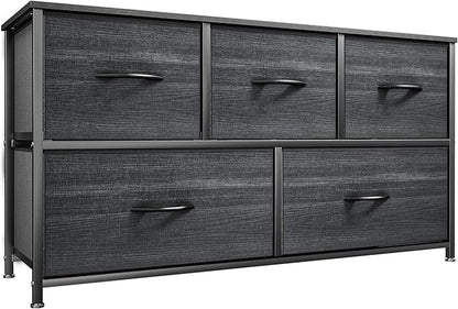 YITAHOME Dresser with 5 Drawers - Fabric Storage Tower, Organizer Unit for Bedroom, Living Room, Closets - Sturdy Steel Frame, Wooden Top