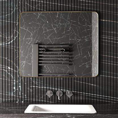 Bathroom Mirror for Wall, Rectangle Framed Wall Mounted Farmhouse Vanity Mirrors, 20x28 Inch,Gold