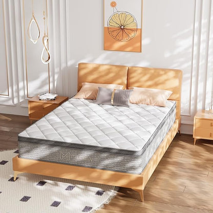 Queen Size Mattress,14 Inch Gel Memory Foam and Innerspring Hybrid Mattress in a Box with Individual Pocket Spring for Motion Isolation & Silent Sleep,CertiPUR-US,100 Nights Trial