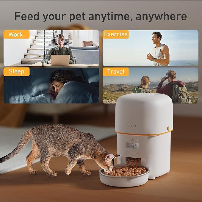 Automatic Cat Feeders - 2L Cat Food Dispenser Easy to Use, Timed Automatic Pet Feeder with Over 180-day Battery Life, 1-6 Meals Dry Food Programmable Portion Control Also for Dogs-Mewly Pet