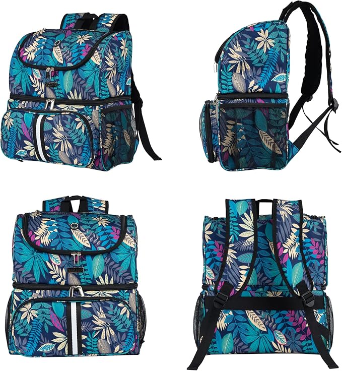 BAGLHER Pet Travel Bag, Double-Layer Pet Supplies Backpack (for All Pet Travel Supplies), Pet Travel Backpack with 2 Silicone Collapsible Bowls and 2 Food Baskets Hawaii-Mewly Pet