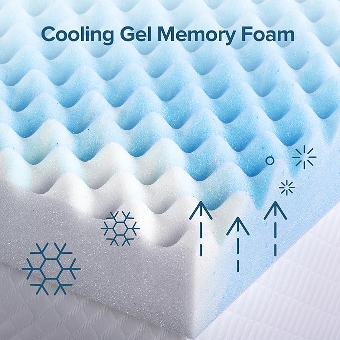 ZINUS 2 Inch Swirl Gel Cooling Memory Foam Mattress Topper, Smaller, More Convenient WonderBox Packaging, Cooling, Airflow Design, CertiPUR-US Certified, Full