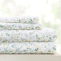 Linen Market Double-Brushed Patterned Microfiber California King Sheet Set 4 Piece – Oeko-TEX Certified Ultra Soft & Wrinkle-Free - 16" Deep Pocket Sheets Easy Care Cal-King Size - Wildflower Blue