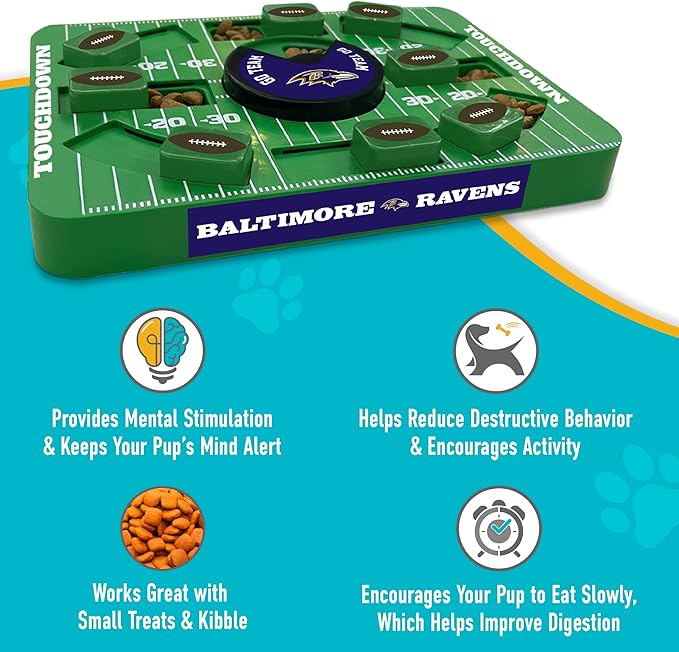 Pets First NFL Baltimore Ravens Large Puzzle Treat Toy for Dogs - Interactive Slow Feeding Toy, New Large Size-Mewly Pet